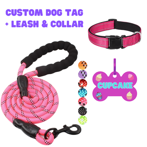 WaggyTags Doggy Bundle- Custom Tag plus Leash and Collar