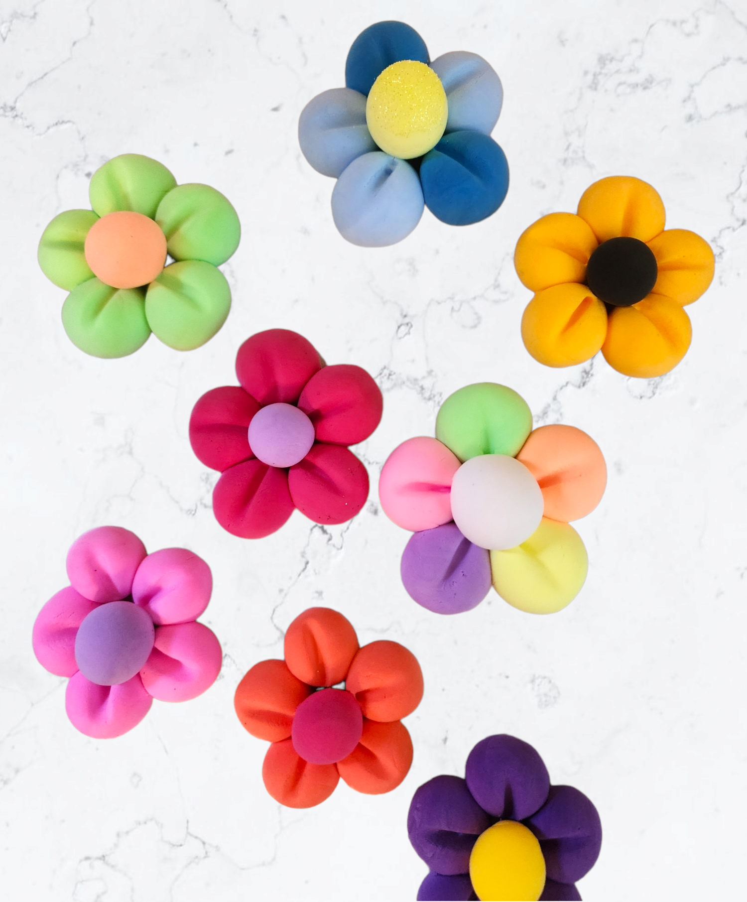 JUST FLOWERS Handmade Clay Flowers for Mirrors, Vanity, Canvas