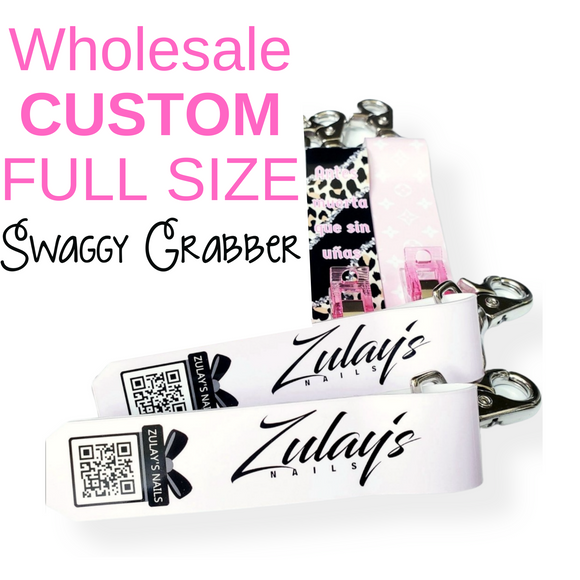 Wholesale Full Size CUSTOM Swaggy GRABBER Keychains. 25 Pieces minimum. (Logo, Brand, QR Code & More)